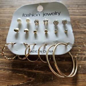 Fashion Jewelry Gold and Silver Earring Set